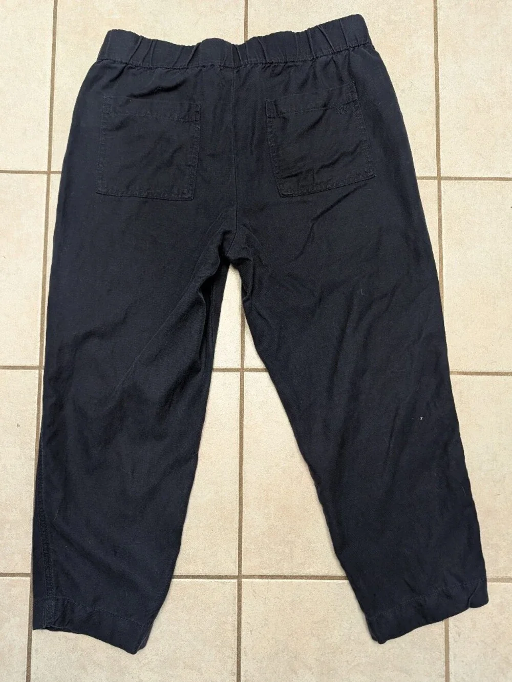 Banana Republic Navy Blue Lyocell Linen & Cotton Ankle Pants, Size L